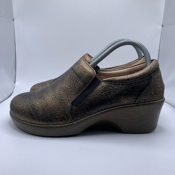 Alegria Ery 253 Womens Paisley Gold Clogs EU 38 US‎ 8-8.5 Shoes Slip On - Picture 1 of 8